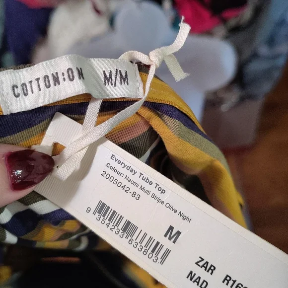 NWT cotton on striped multi-coloured tube top Size medium - Picture 3 of 3